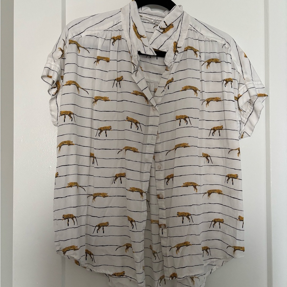 White and Brown Animal Print Shirt
